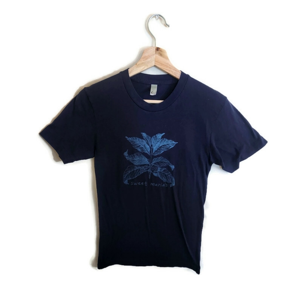 AMERICAN APPAREL Dark Blue 50/50 Short Sleeve "Sweet Marias" Graphic T-Shirt XS